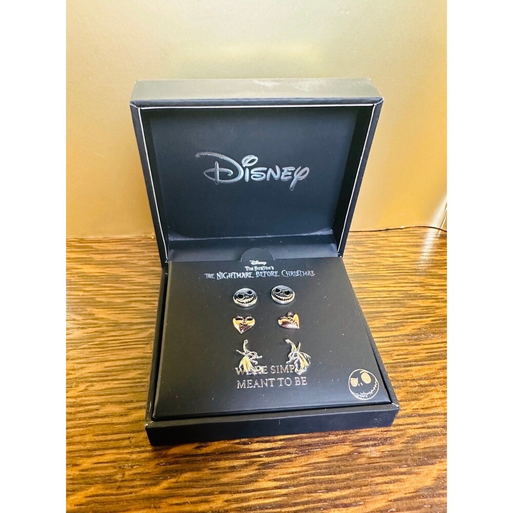 Disney Jack & Sally "We're Simply Meant To Be" 3-Pair Earring Box Set